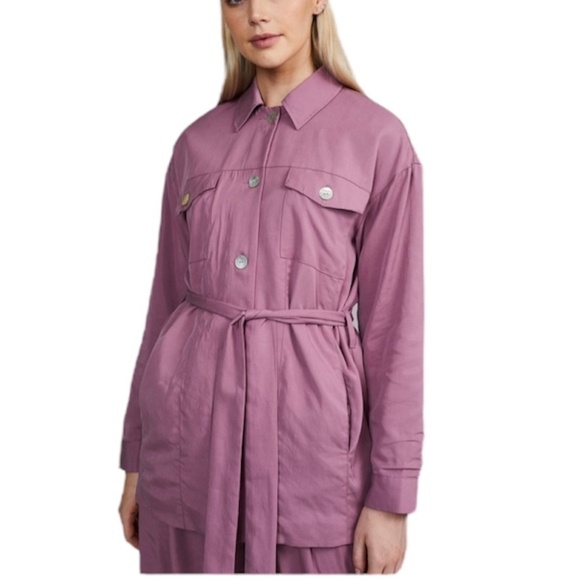 Native Youth 100% lyocell purple AMELIA boxy shacket jacket L - Picture 2 of 13